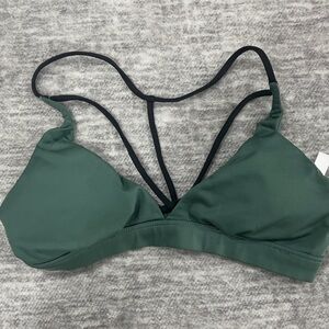 Victoria's Secret Green and Black Sports Bra with Y-Back Design